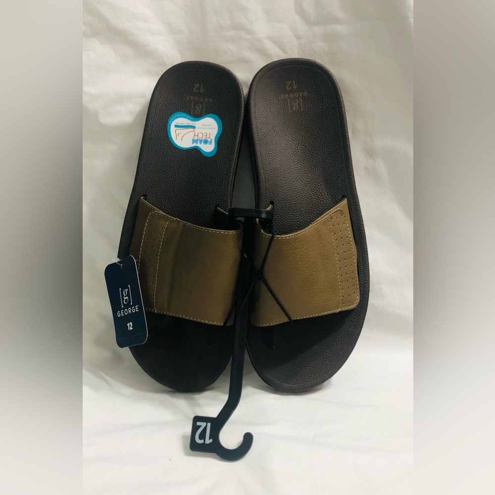 Men's Sandals slides cushioned comfortable footbed slip adjustable hook loop.12